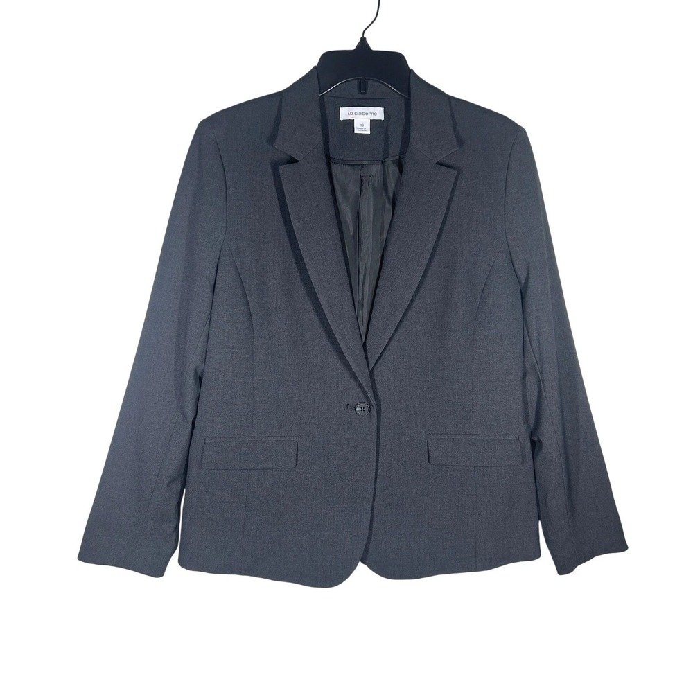 Liz Claiborne Women's‎ Charcoal Heather Blazer Size 4 Single Button Office NEW
